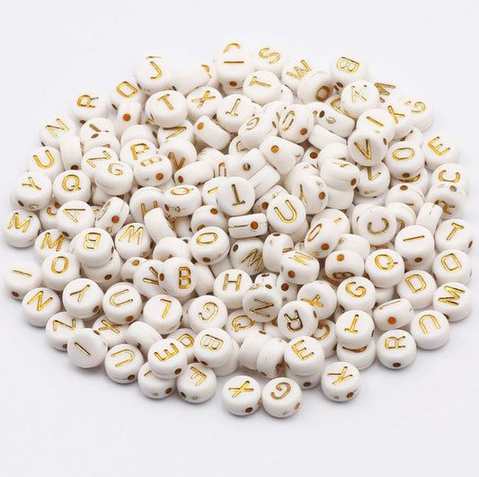 White and Gold Letter Beads