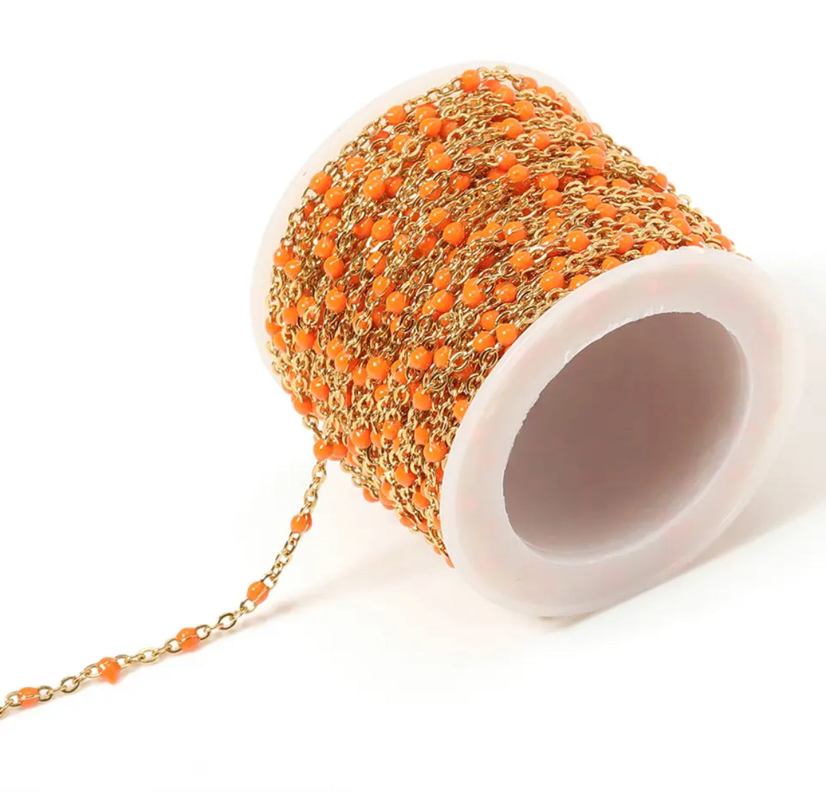 304 Stainless Steel Cable Chain with Orange Enamel