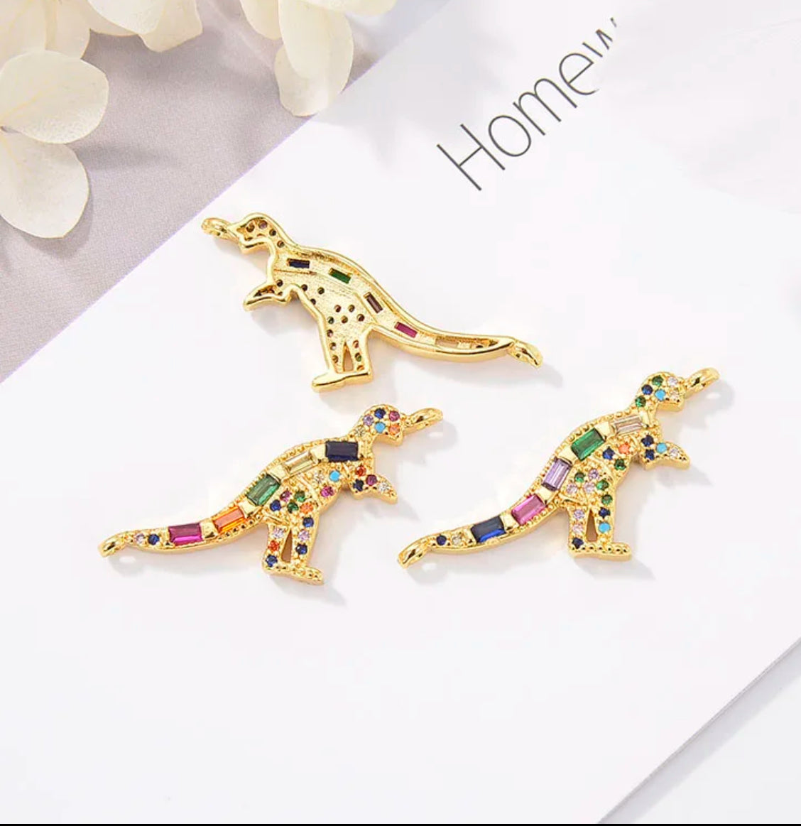 Dinosaur Brass Micro Pave Cubic Zirconia links