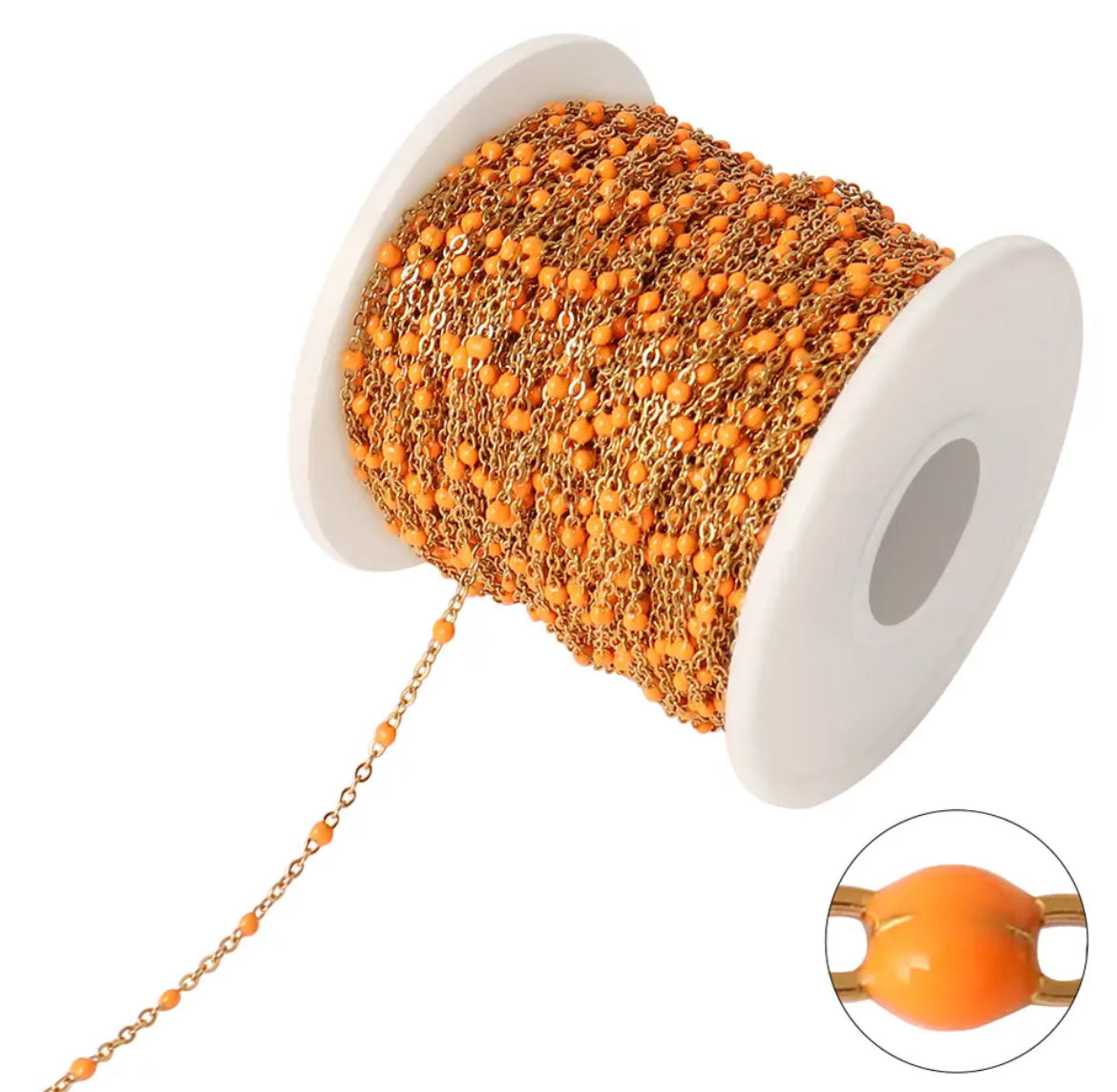 304 Stainless Steel Cable Chain with Orange Enamel