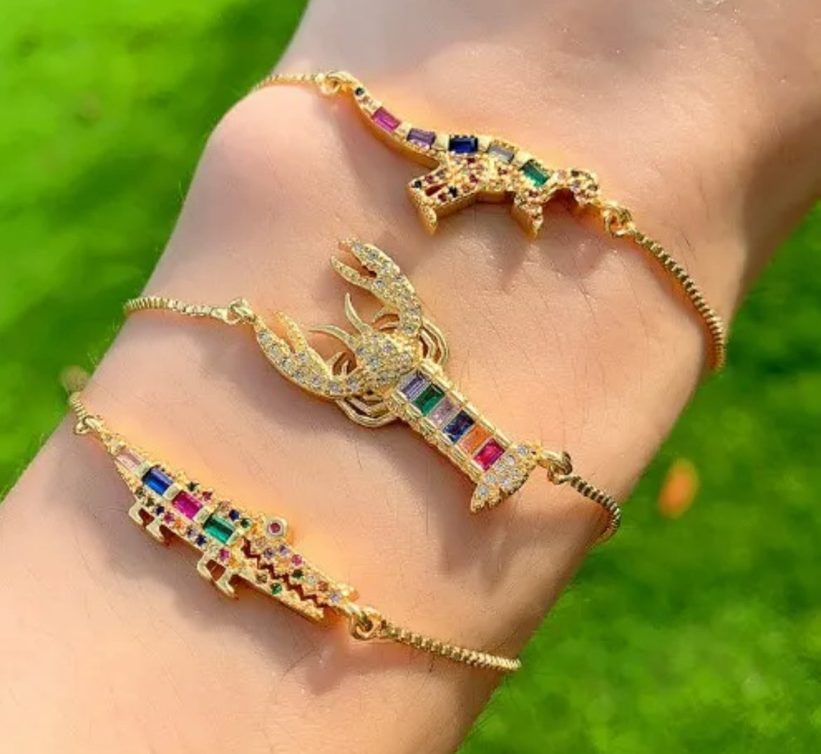 Dinosaur Brass Micro Pave Cubic Zirconia links