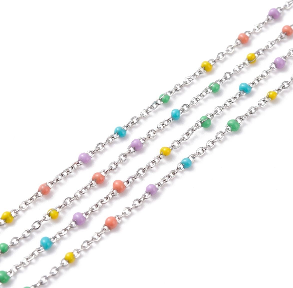 Colorful Enamel Stainless Steel Cable Chain